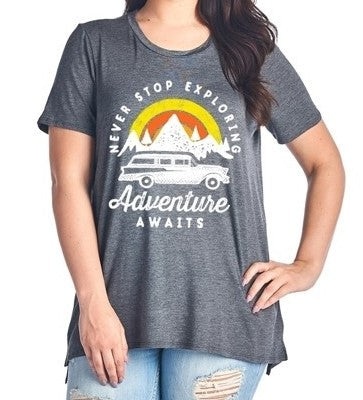 PLUS Adventure Awaits Graphic Tee - gkbrandclothing