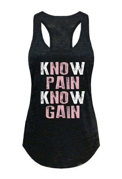 Know Pain Know Gain Tank Top - gkbrandclothing