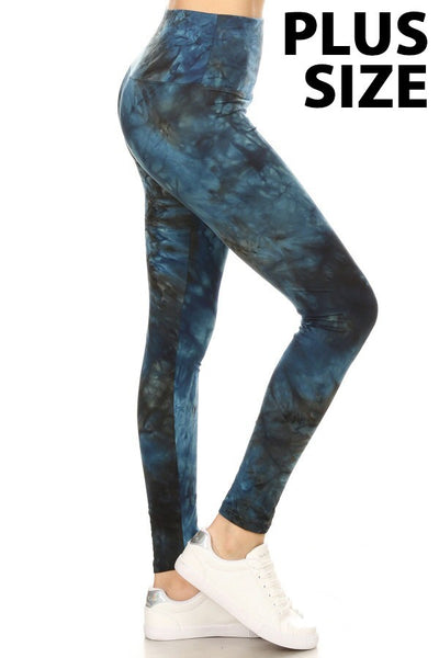 PLUS Blue Tie Dye Leggings - gkbrandclothing