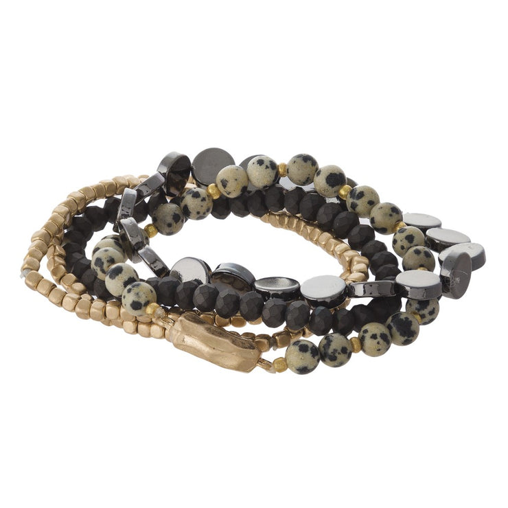 Gold and Black Beaded Set - gkbrandclothing