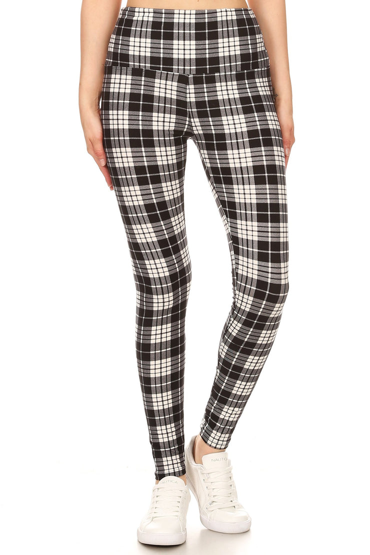 PLUS Black Checkered Leggings - gkbrandclothing