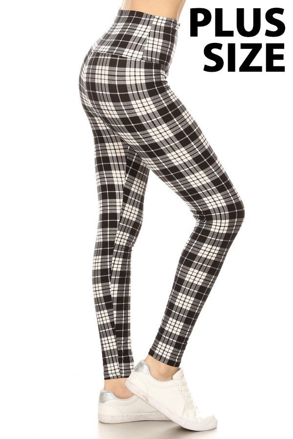 PLUS Black Checkered Leggings - gkbrandclothing