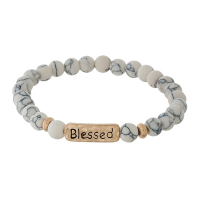 Stone Bracelet with Blessed Bar - gkbrandclothing