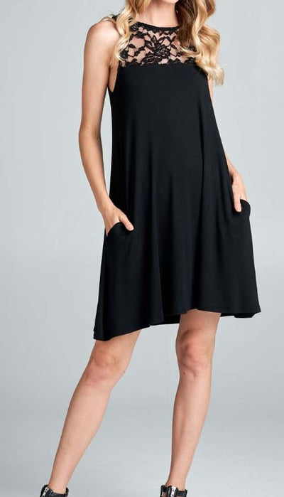 Sleeveless Lace Tunic Dress - gkbrandclothing