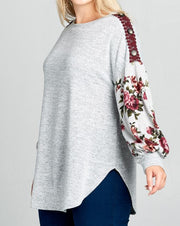 PLUS - Floral Contrast Top - gkbrandclothing