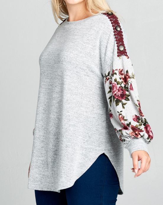 PLUS - Floral Contrast Top - gkbrandclothing