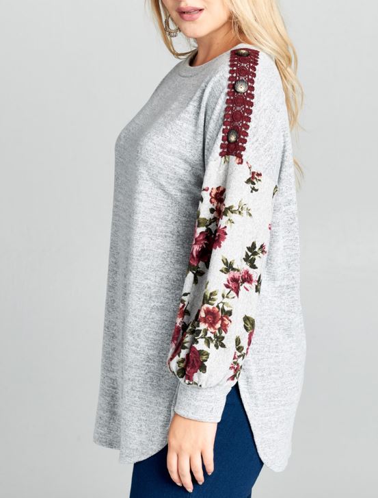 PLUS - Floral Contrast Top - gkbrandclothing