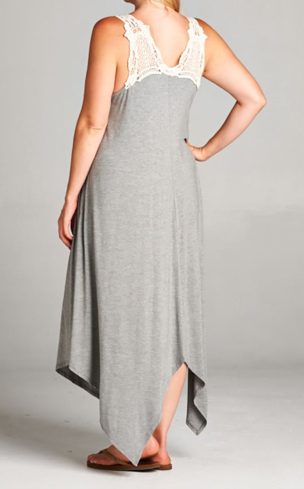 PLUS - Lace Shoulder Dress - gkbrandclothing