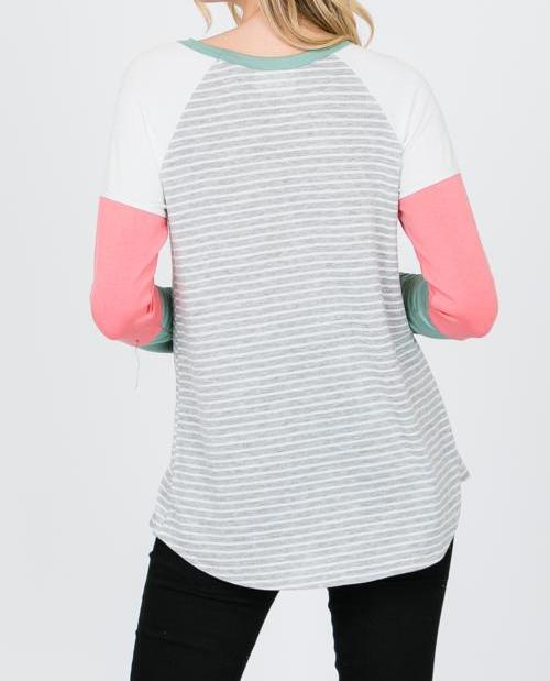 Striped Raglan Long Sleeve Tee - gkbrandclothing
