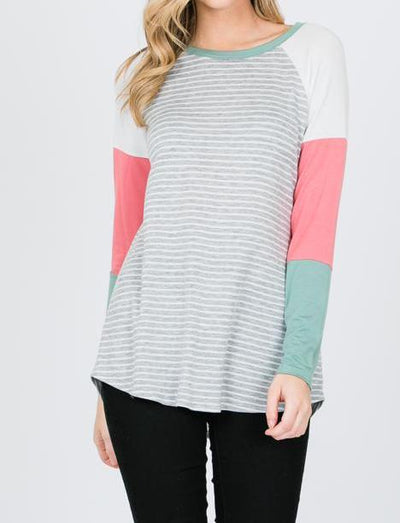 Striped Raglan Long Sleeve Tee - gkbrandclothing