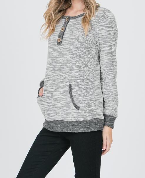 Long Sleeve Gray Knit Tee - gkbrandclothing