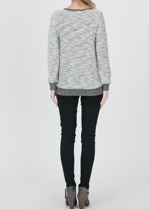 Long Sleeve Gray Knit Tee - gkbrandclothing