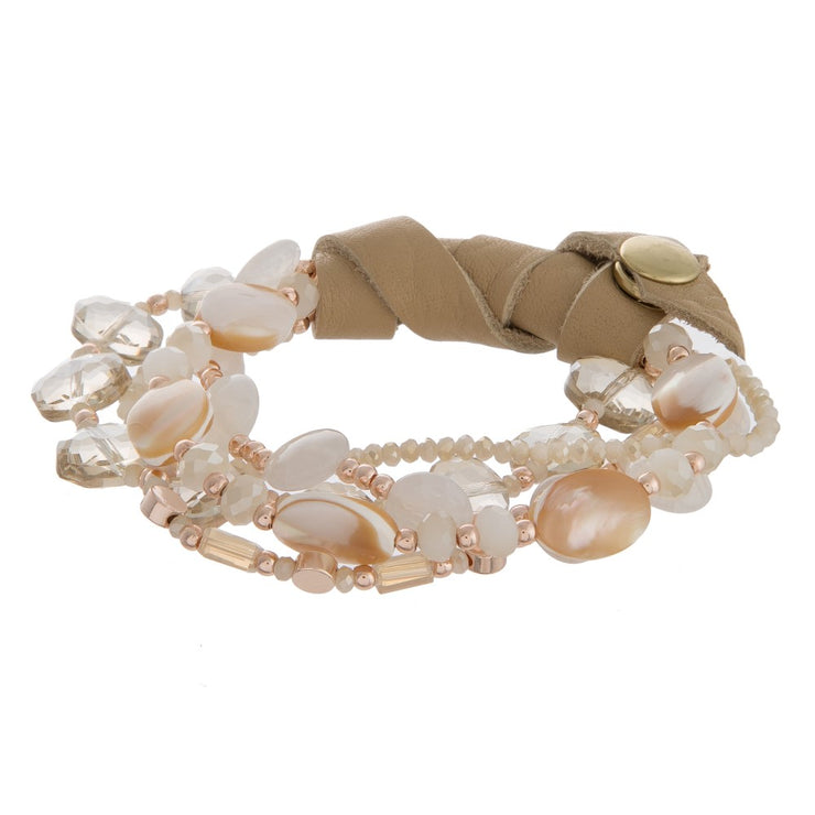 Glass & Stone with Leather Bracelet - gkbrandclothing