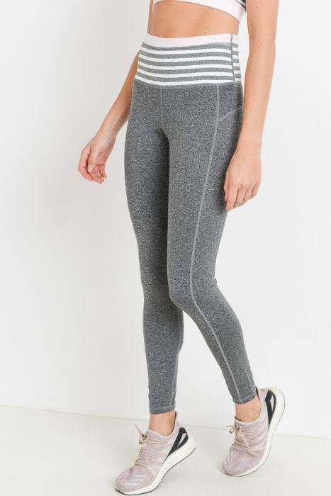 Highwaist Grey Stripe Leggings - gkbrandclothing