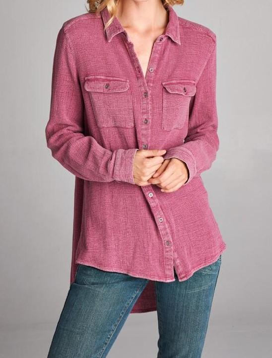 Long Sleeve Button-Up Top - gkbrandclothing