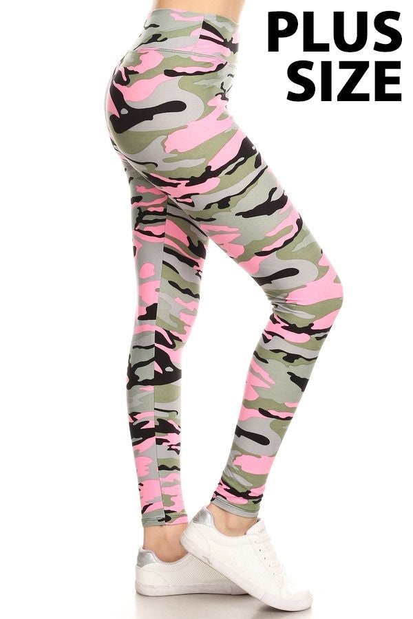 PLUS Pink Camo Leggings - gkbrandclothing