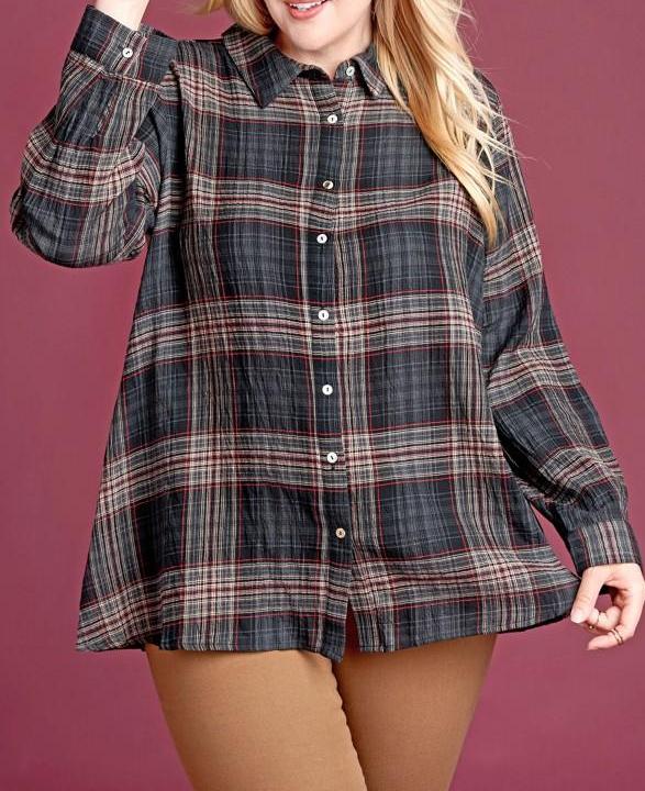 Plaid Collared Button-Down Shirt - gkbrandclothing