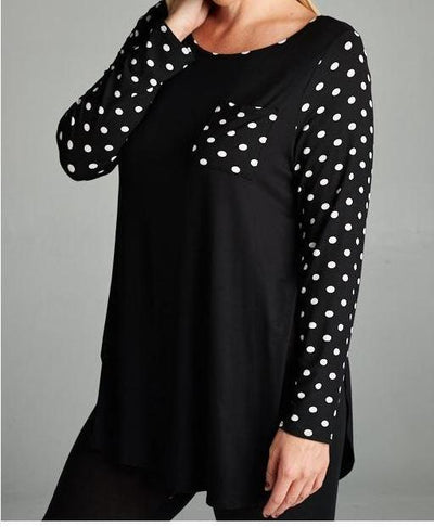 Polka Dot Sleeves Top - gkbrandclothing