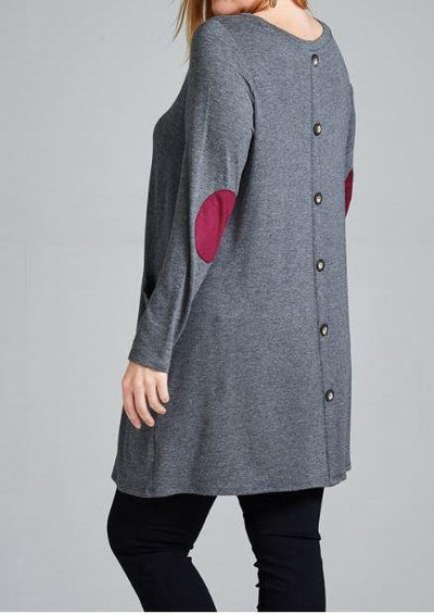French Terry Back Button Tunic - gkbrandclothing