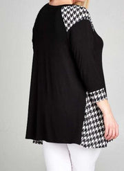 Houndstooth Contrast Tunic Top - gkbrandclothing