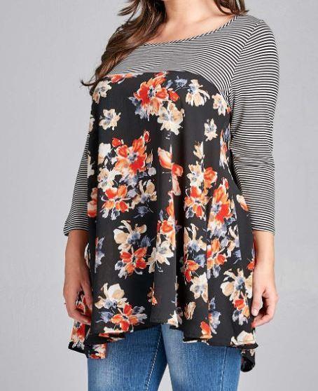 Floral Printed Tunic Top - gkbrandclothing
